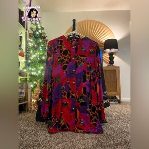 Vintage 80s Abstract Print Tunic Top